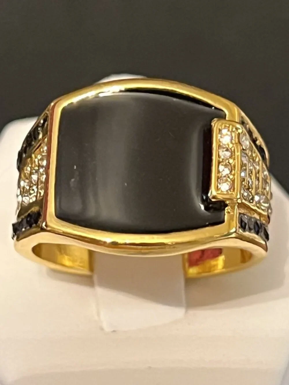 Goldtone and Enamel Ring Size 11, 12, 12.5 (419)